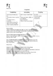 English Worksheet: complaining