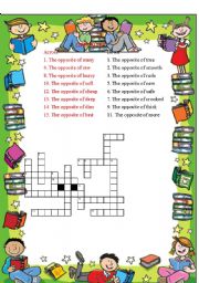 English worksheet: IntermediateAdjectivesCrossword - Opposites