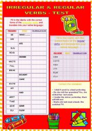 English Worksheet: PAST SIMPLE TEST 