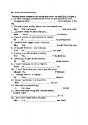 English Worksheet: Key Word Transformation