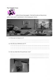 English worksheet: The Twilight Zone, A most unusual camera, Part 2