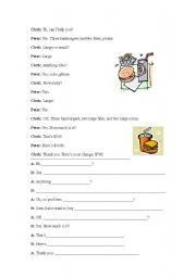 English Worksheet: ordering food