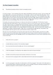 English Worksheet: Three Paragraph Composition