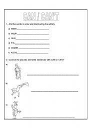 English worksheet: CAN / CANT
