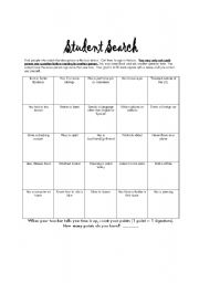 English worksheet: Student Search