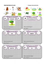 English worksheet: Prepositions of Place