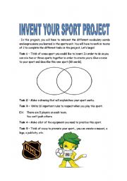 English worksheet: INVENT YOUR SPORT PROJECT