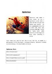 Spiderman reading worksheet