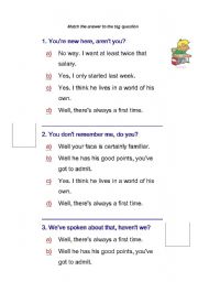 English worksheet: Tag Questions