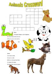 English Worksheet: Animal crossword and domino set with answers!