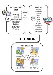 English Worksheet: TIME CHART (days, months and seasons)