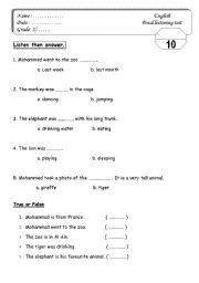 English Worksheet: listening test