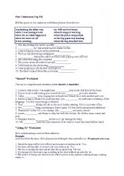 English Worksheet: should, going to, past continuous,conjuctions