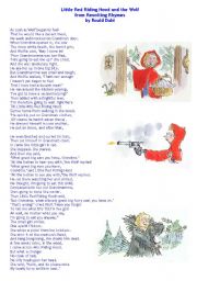 English Worksheet: Little Red Riding Hood and the Wolf by Roald Dahl