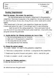 English Worksheet: reading comprehension and writing excersises