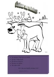 English Worksheet: Rudolph colouring