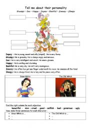 English Worksheet: Snow White - talk about personality