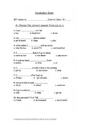 English Worksheet: daily activities