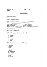 English Worksheet: GROWING UP