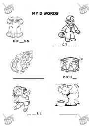 English Worksheet: My D words