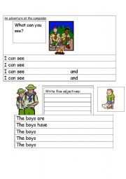English worksheet: An adventure at the campside