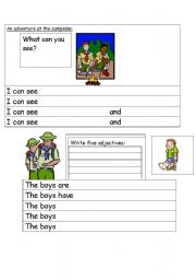 English Worksheet: An adventure at the campside