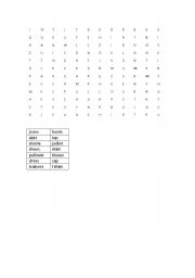 English Worksheet: wordsearch clothes