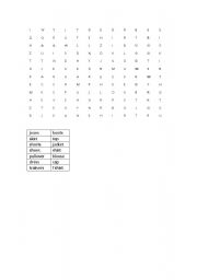 English worksheet: wordsearch clothes