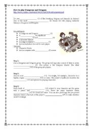 English Worksheet: How to play Dungeons and Dragons