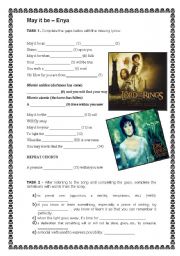 English Worksheet: May it be - Enya - The Lord of the Rings Soundtrack