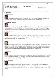 English Worksheet: Full-term test for Elementary level