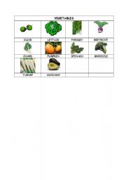 English worksheet: vegetable part II