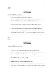 English worksheet: third conditional