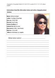 English worksheet: The king of Pop Music