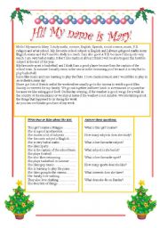 English Worksheet: My name is Mary. Reading comprehension.