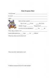 English worksheet: Book Response Form