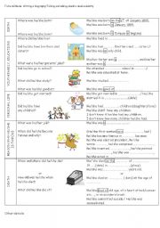 English Worksheet: Writing a biography