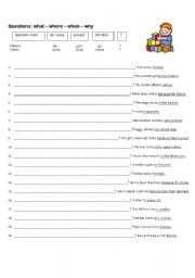 English Worksheet: Questions with question words and do/does