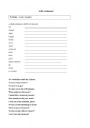 English worksheet: At the restaurant