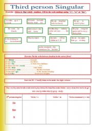 English Worksheet: Third person singular / ( present simple) + keys