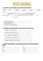 English Worksheet: PRESENT CONTINUOUS