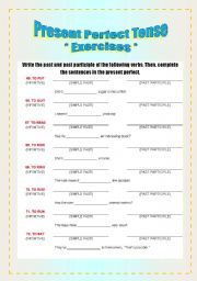 English worksheet: Exercises - Verbs & Present Perfect Tense [5-8]
