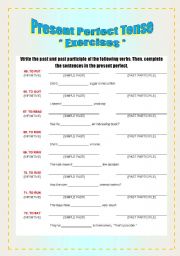 English Worksheet: Exercises - Verbs & Present Perfect Tense [5-8]