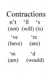 English worksheet: contractions