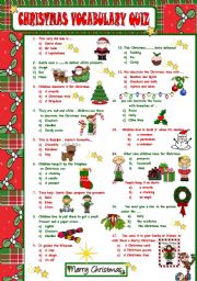 English Worksheet: CHRISTMAS VOCABULARY QUIZ