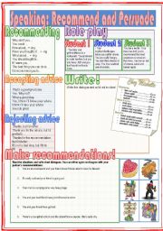 English Worksheet: Speaking: Recommend and Persuade