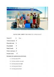 English Worksheet: what did they do on holiday?
