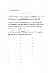 English Worksheet: Parts of Speech Practice