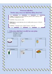 English Worksheet: FOOD (NOUNS AND ADJECTIVES)