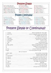 English Worksheet: Present Simple or Present Continuous?